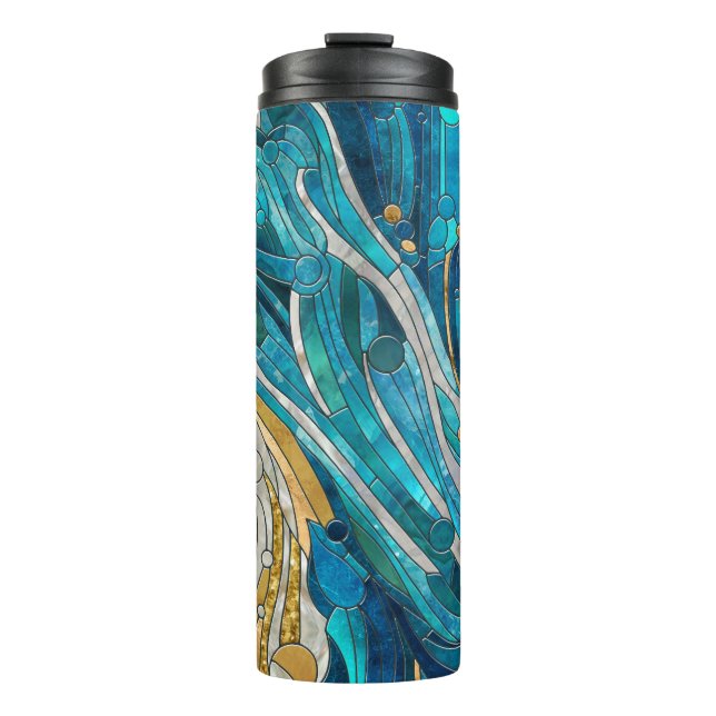 Bouteilles Isothermes Aquamarine River Mosaic Art Abstrait (Devant)