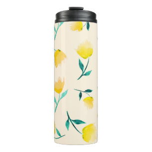 Bouteilles Isothermes Aquarelle Abstrait Motif de pivoine florale