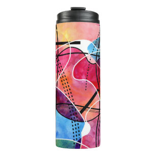 Bouteilles Isothermes Aquarelle Abstraite Motif noir blanc