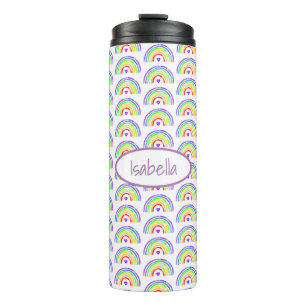 Bouteilles Isothermes Aquarelle Arc-en-ciel et Coeurs Personnalisés