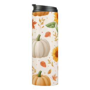 Bouteilles Isothermes Aquarelle Automne Citrouilles & Motif de tournesol
