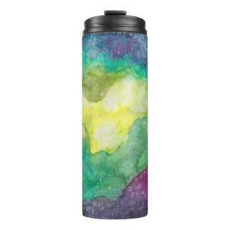 Bouteilles Isothermes Aquarelle bleu vert galaxy fushia