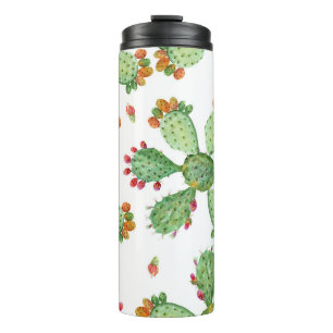 Bouteilles Isothermes Aquarelle Cactus : Motif de jardin tropical.