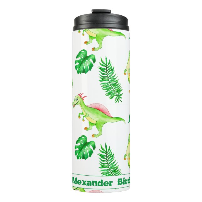 Bouteilles Isothermes Aquarelle couleur mignonne Motif Jungle Dinosaur (Devant)