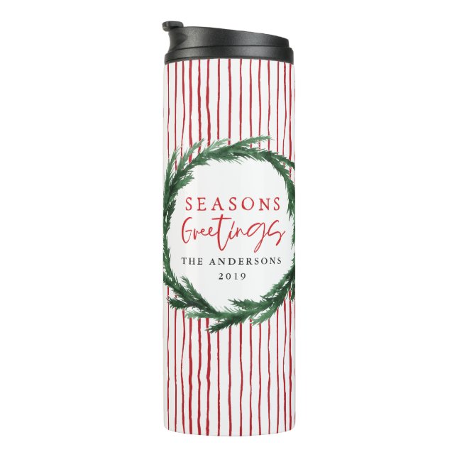 Bouteilles Isothermes Aquarelle couronne + rayures cadeau de Noël (Tourné sur la droite)