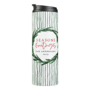 Bouteilles Isothermes Aquarelle couronne + rayures cadeau de Noël