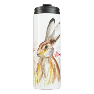 Bouteilles Isothermes Aquarelle de lièvre Easter Rabbit Animal Rustique