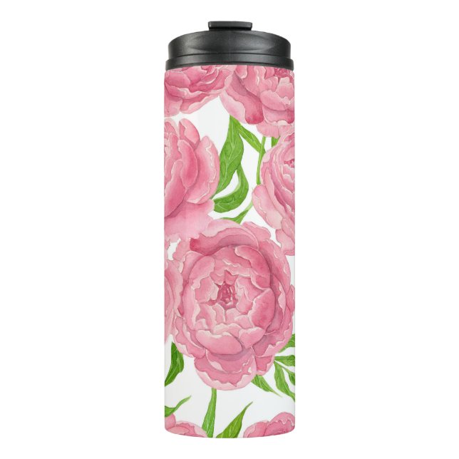 Bouteilles Isothermes Aquarelle de pivoines roses (Devant)