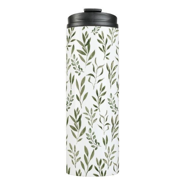 Bouteilles Isothermes Aquarelle Eucalyptus Motif Feuille (Devant)