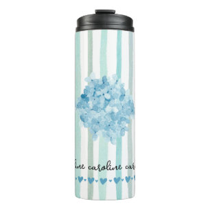 Bouteilles Isothermes Aquarelle féminine Bleu rayures