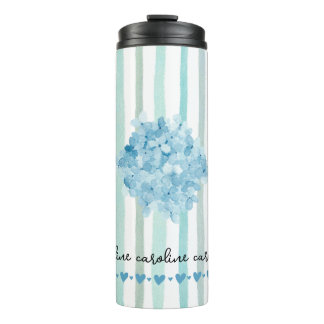 Bouteilles Isothermes Aquarelle féminine Bleu rayures
