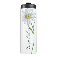 Aquarelle Fleur sauvage Daisy Nom élégant du scrip