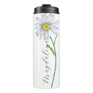 Bouteilles Isothermes Aquarelle Fleur sauvage Daisy Nom élégant du scrip