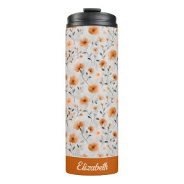 Bouteilles Isothermes Aquarelle Fleurs d'automne Nom personnalisé Floral