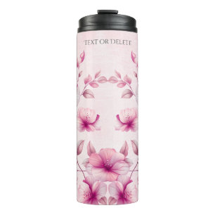 Bouteilles Isothermes Aquarelle Fleurs roses Paruline thermique