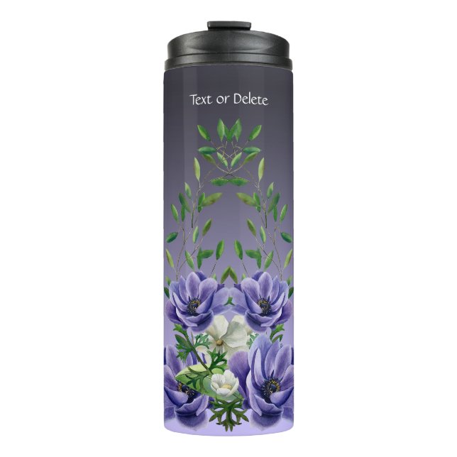 Bouteilles Isothermes Aquarelle Fleurs violettes Paruline thermique (Devant)