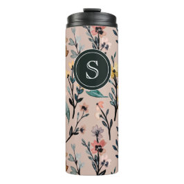 Bouteilles Isothermes Aquarelle florale Boho Rose Dusty personnalisée