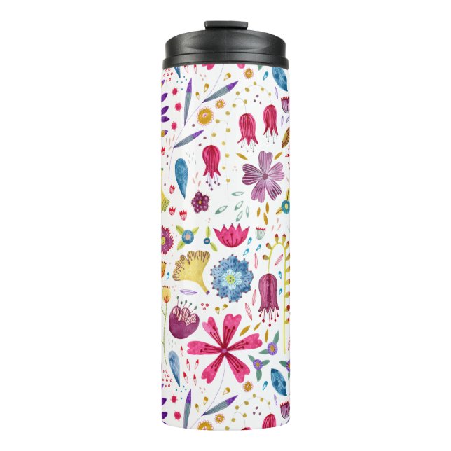 Bouteilles Isothermes Aquarelle Florale Botanique Hérisson Motif (Devant)