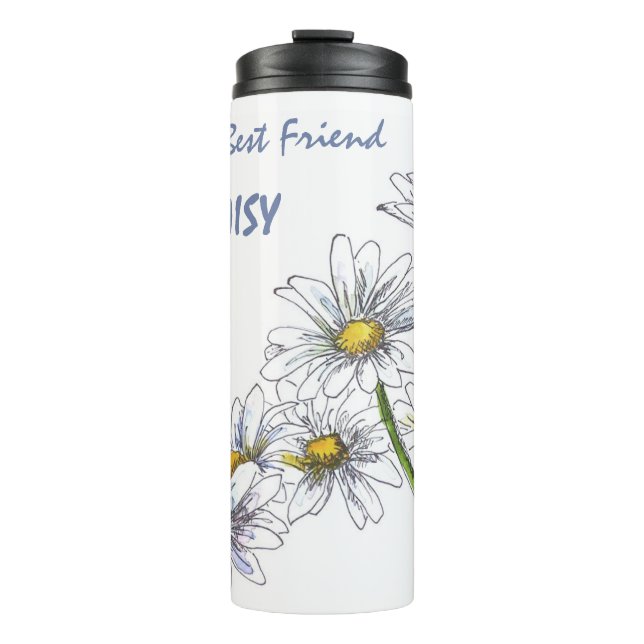 Bouteilles Isothermes Aquarelle florale Daisy Meilleur Ami du monde (Devant)