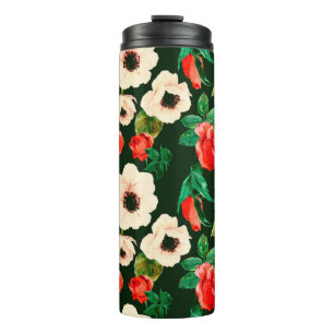 Bouteilles Isothermes Aquarelle florale motif transparent. Pavot blanc