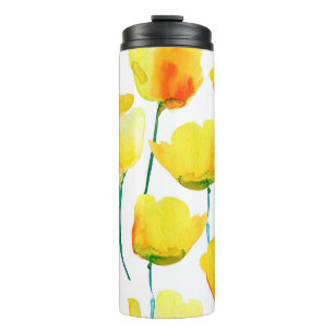 Bouteilles Isothermes Aquarelle illustrant les tulipes. Moteur transpare