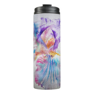 Bouteilles Isothermes Aquarelle Iris Fleur Peinture art iris Violet