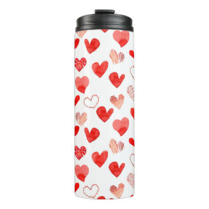 Bouteilles Isothermes Aquarelle isolée illustrée rouge coeur d'amour pa