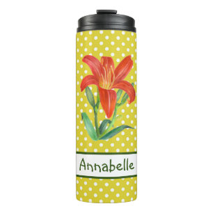 Bouteilles Isothermes Aquarelle Lily Orange Points verts Lemon