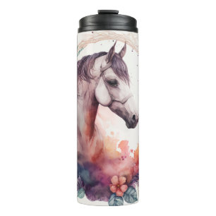 Bouteilles Isothermes Aquarelle mignonne Cheval rose Nom personnalisable
