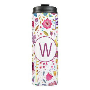 Bouteilles Isothermes Aquarelle Monogramme floral