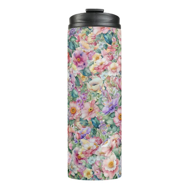 Bouteilles Isothermes Aquarelle motif floral, Arrière - plan floral (Devant)