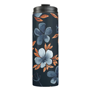 Bouteilles Isothermes Aquarelle motif floral transparent avec indigo flo