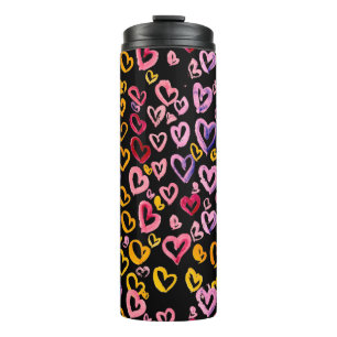 Bouteilles Isothermes Aquarelle motif transparent avec les coeurs.