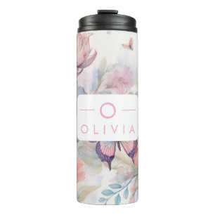 Bouteilles Isothermes Aquarelle personnalisée avec nom et monogramme