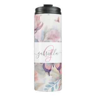 Bouteilles Isothermes Aquarelle personnalisée avec nom et monogramme