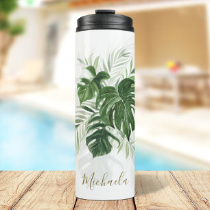 Bouteilles Isothermes Aquarelle personnalisée Feuilles tropicaux