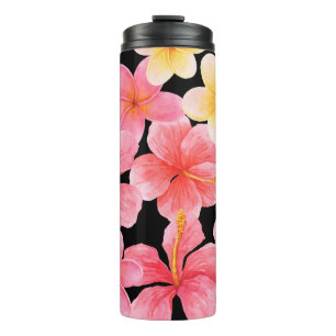 Bouteilles Isothermes Aquarelle Plumeria Hibiscus Fleurs Motif