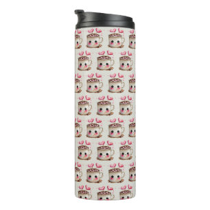 Bouteilles Isothermes Aquarelle rose et crème mignonne Motif de cacao ch