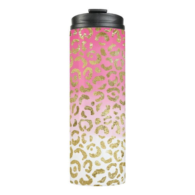 Bouteilles Isothermes Aquarelle rose léopard d'or (Devant)
