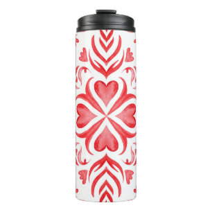 Bouteilles Isothermes Aquarelle rouge arabesque : motif ornemental.