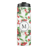 Aquarelle rouge cerises Motif Monogramme
