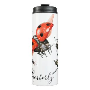 Bouteilles Isothermes Aquarelle rouge et noire Ladybug 