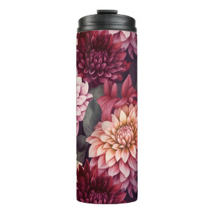 Bouteilles Isothermes Aquarelle Rouge rose Dahlia Motif Design