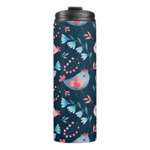 Bouteilles Isothermes Aquarelle transparente motif de fleurs de poulets