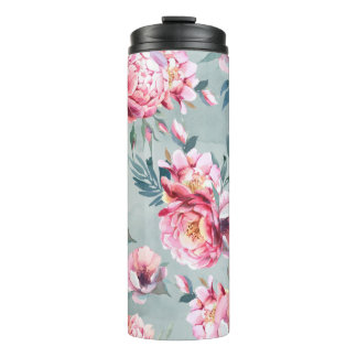 Bouteilles Isothermes Aquarelle transparente motif de la pivoine et fleu