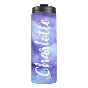 Bouteilles Isothermes Aquarelle violet vive Personnalisée avec nom