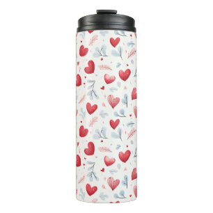 Bouteilles Isothermes Aquarelle Whimsical Coeurs et Motif Feuille