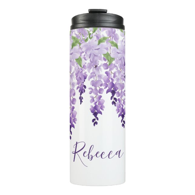 Bouteilles Isothermes Aquarelle Wisteria Nom personnalisé (Devant)