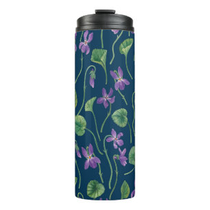 Bouteilles Isothermes Aquarelles violettes sur fond bleu