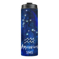 Aquarius Zodiac Constellation Blue Galaxy Monogram